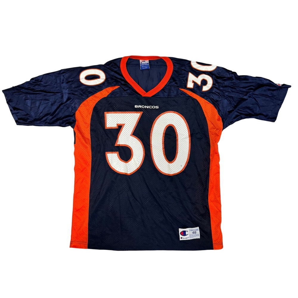 Vintage Champion Denver Broncos Terrell Davis 30 Jersey Mens 48 Navy Blue NFL